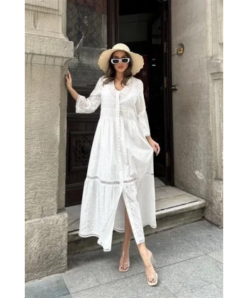 Kimberly Fistolu Uzun Elbise 2442-08