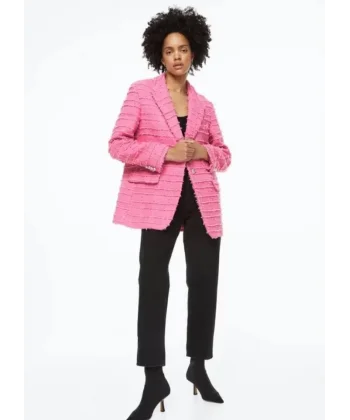 Kırlangıç Yaka Cepli Ceket  Pembe