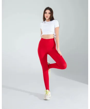 Kırmızı Fitilli Push Up Toparlayıcı Spor Tayt