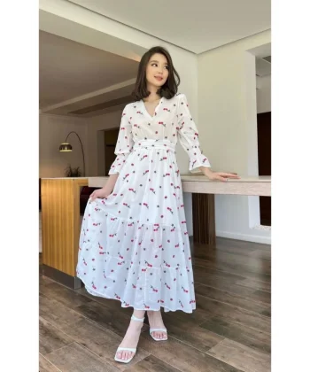 Kırmızı Gipeli Vual Elbise