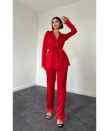 Kırmızı Püsküllü aten İkili Takım