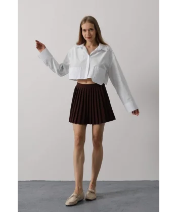 Kısa Boy Çift Cep Gömlek - Beyaz