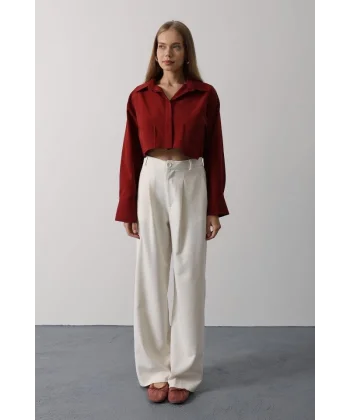 Kısa Boy Çift Cep Gömlek - Bordo