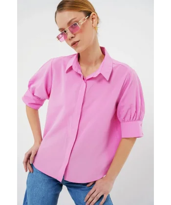 Kısa Kol Gömlek 20312 - Pembe
