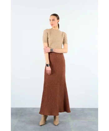 Kısa Kollu Tek Fitilli Kazak  Bej