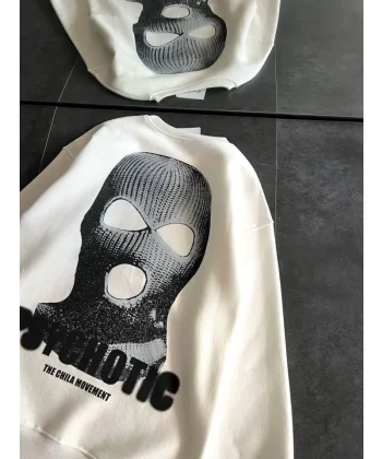 Kışlık Bisiklet Yaka Baskılı weathirt  Beyaz