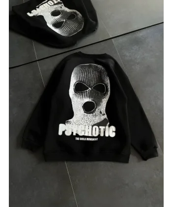 Kışlık Bisiklet Yaka Baskılı weathirt  iyah