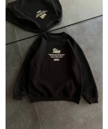 Kışlık Bisiklet Yaka Ön Ve Arka Baskılı weathirt  iyah