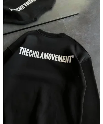 Kışlık Bisiklet Yaka Oversize Baskılı weathirt  iyah