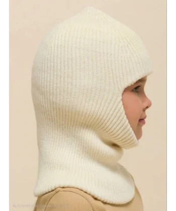 Kışlık Kar Maske Çocuk Triko Bere - Krem