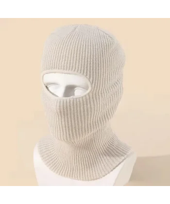 Kışlık Kar Maske Dokuma Triko Bere - Gri