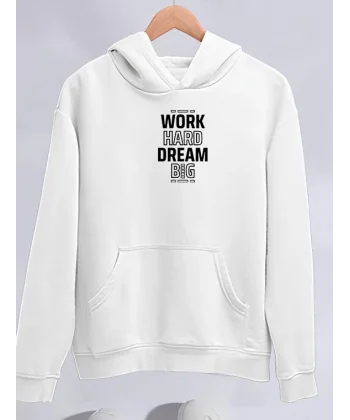 Kışlık Üç İplik Kapşonlu weathirt  Beyaz