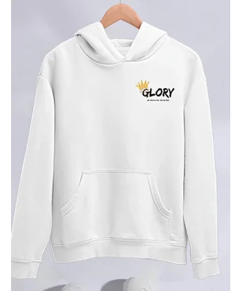 Kışlık Üç İplik Kapşonlu weathirt  Beyaz