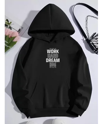 Kışlık Üç İplik Kapüşonlu SweatShirt - Siyah