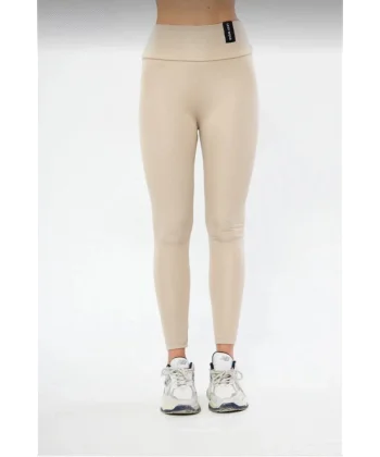 Kışlık Yüksek Bel Toparlayicı Ve ıkılaştırıcı ikralı Şardonlu Tayt  Bej