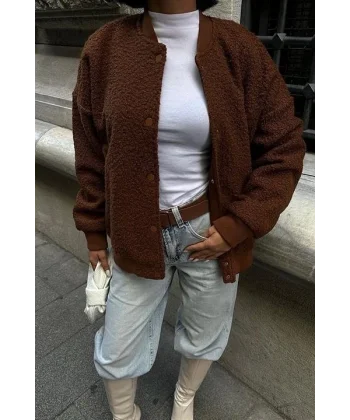 Kıvırcık Kürklü İçi Astarlı Bomber Ceket 6120