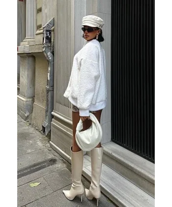 Kıvırcık Kürklü İçi Astarlı Bomber Ceket 6120