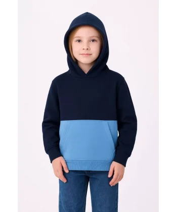 Kız Çocuk Kapüşonlu Kanguru Çepli Parçalı SweatShirt - Renkli