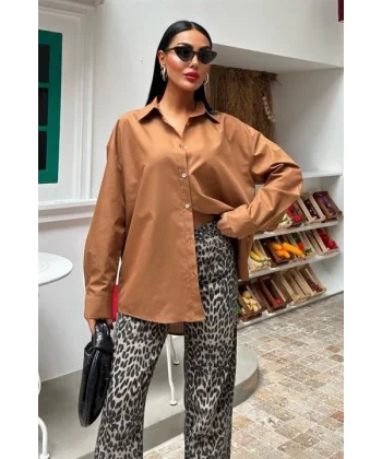 Klasik Oversize Poplin Gömlek 3421