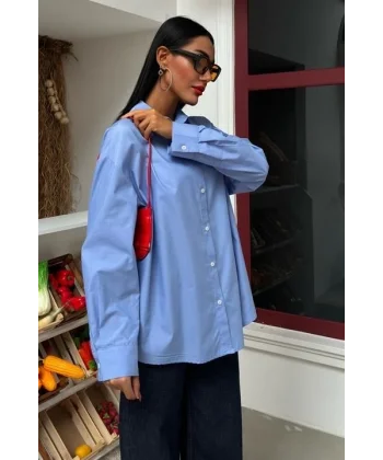 Klasik Oversize Poplin Gömlek 3421