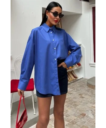 Klasik Oversize Poplin Gömlek 3421