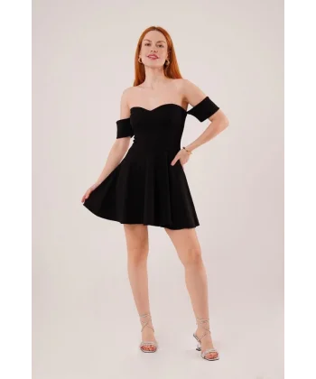 Kol Detaylı traplez iyah ini Elbise