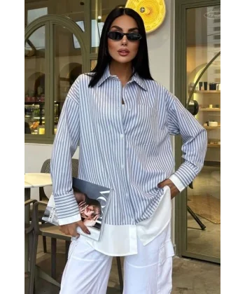 Kol Ve Etek Ucu Garnili Over Gömlek 3455