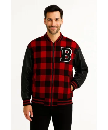 Kolları Suni Deri Içi Astarlı Oduncu Kolej Içi Ceket - Bordo