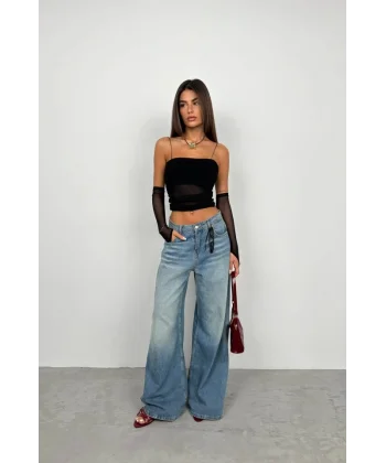 Kolluk Detay Askılı Tül Bluz