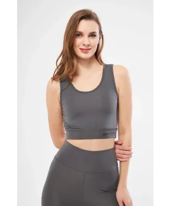 Kolsuz Dalgiç Baskılı Crop - Füme