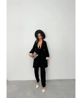 KOLUCU PÜSKÜL KİMONO TAKIM - Siyah