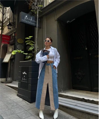 KOT ETEK PARÇAI UZUN ÖNDEN YIRTAÇI  Bej