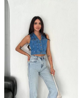 Kot Jeans Kadın Yelek - Mavi