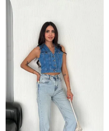 Kot Jeans Yelek - Mavi