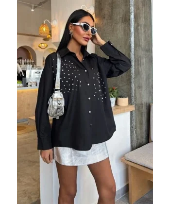 Kristal Taş Çakımlı Poplin Gömlek 3413