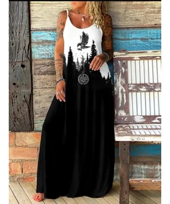 Kumaş Sprem Penye Dijital Askılı Elbise