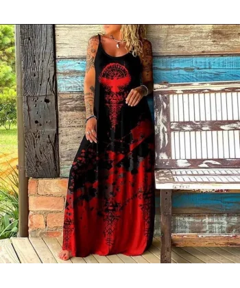 Kumaş Sprem Penye Dijital Askılı Elbise