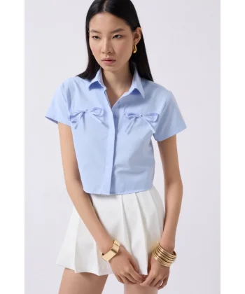 Kurdele Detay Crop Gömlek