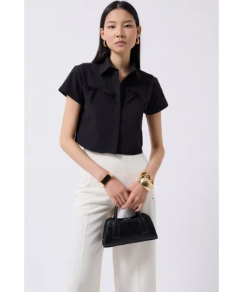 Kurdele Detay Crop Gömlek