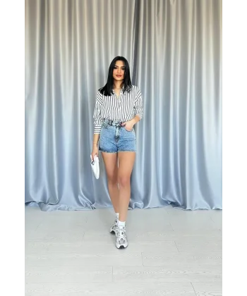 Lacivert Çizgili Gömlek