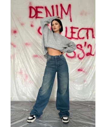 Lacivert Comfy Jeans Pantolon