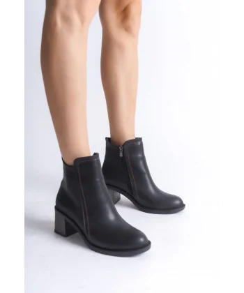 LARISSA Fermuarlı Ortopedik Taban Topuklu Kadın Bot  CST - Siyah