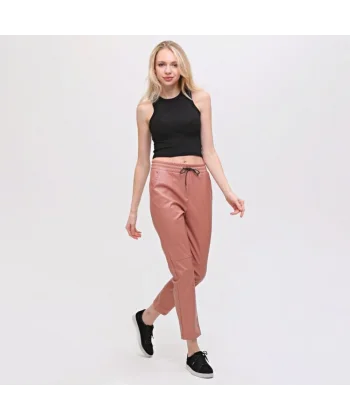 Lasti̇kli̇ Kordonlu Şardon Deri̇ Pantolon