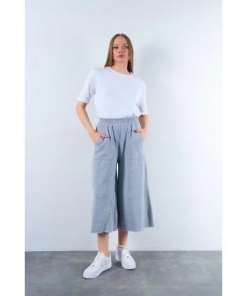 Lastikti Kapri Pantolon  Gri
