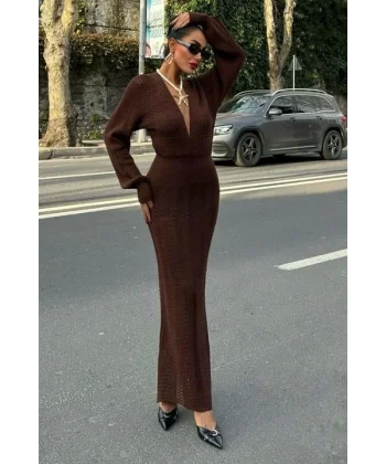 Laura Derin Dekolte Kroşe Elbise 2712-0025