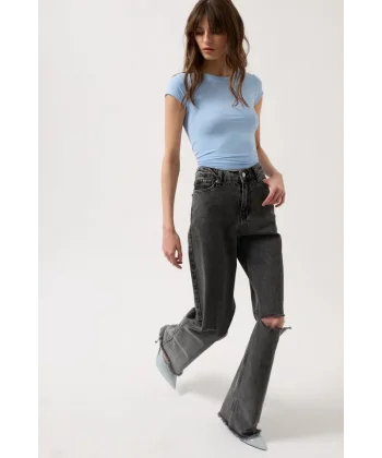 Lazer Kesim Wide Leg Jean