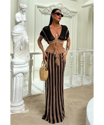 Leighton Çizgili Ajurlu Takım 9846