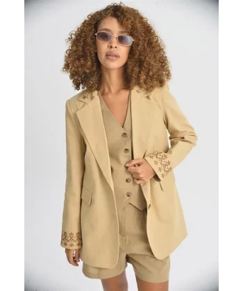 Leomie Nakışlı Blazer Ceket 6106
