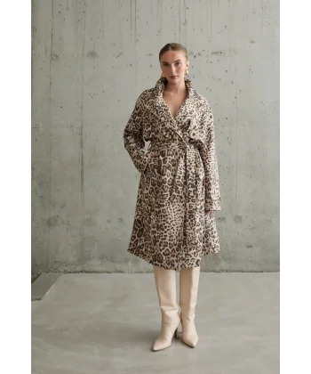 Leopar Ön Ve Arkası Pelerinli Kaban