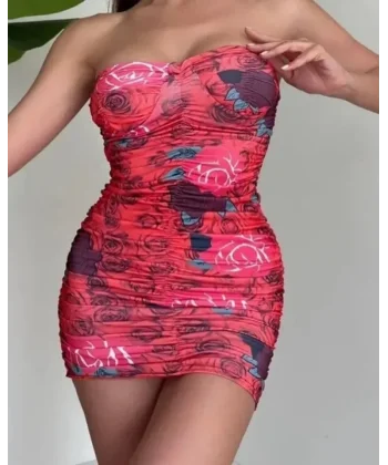 Likralı Dilber Elbise - Kırmızı